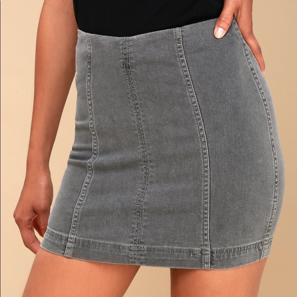 Free People Gray Mini Skirt